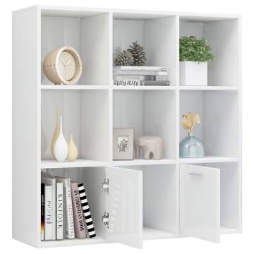 Book Cabinet High Gloss White 98x30x98 cm Engineered Wood