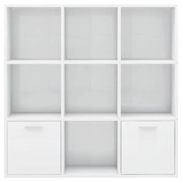 Book Cabinet High Gloss White 98x30x98 cm Engineered Wood