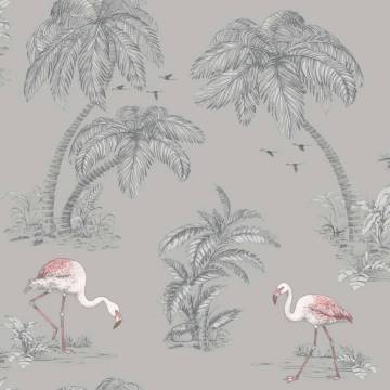 DUTCH WALLCOVERINGS Wallpaper Flamingo Grey