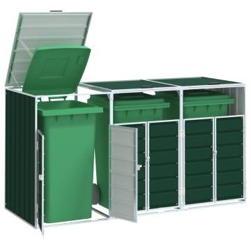  Wheelie Bin Storage for Triple Bins Green 216x81x115 cm Steel