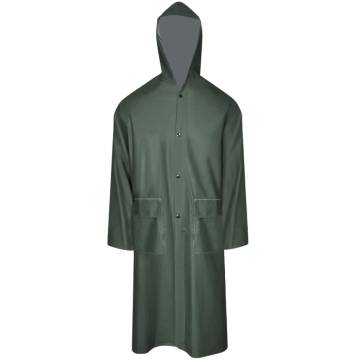  Waterproof Heavy-duty Long Raincoat with Hood Green XXL