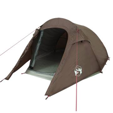  Camping Tent Tunnel 3-Person Brown Waterproof