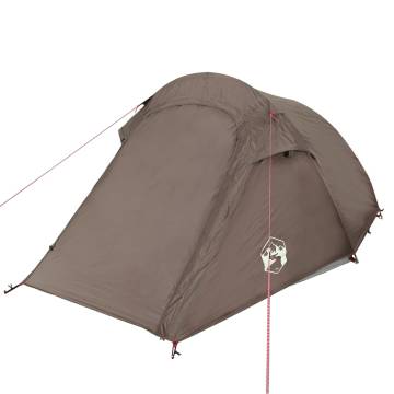  Camping Tent Tunnel 3-Person Brown Waterproof