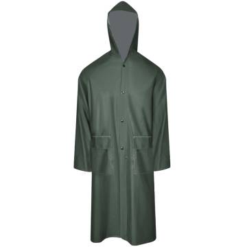  Waterproof Heavy-duty Long Raincoat with Hood Green L