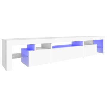 TV Cabinet with LED Lights White 215x36.5x40 cm