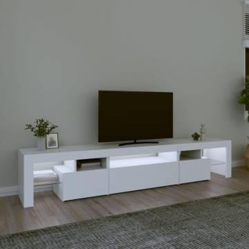 TV Cabinet with LED Lights White 215x36.5x40 cm