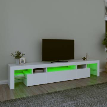 TV Cabinet with LED Lights White 215x36.5x40 cm