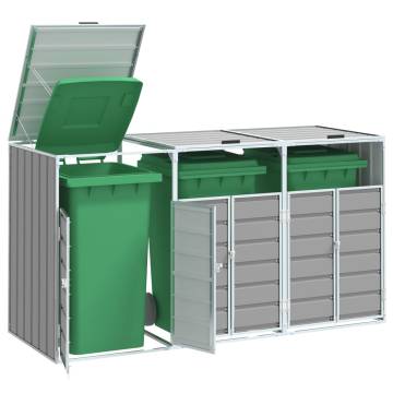  Wheelie Bin Storage for Triple Bins Grey 216x81x115 cm Steel