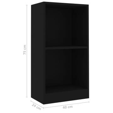  Bookshelf Black 40x24x75 cm Engineered Wood