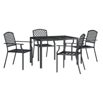 5 Piece Garden Dining Set Anthracite Steel