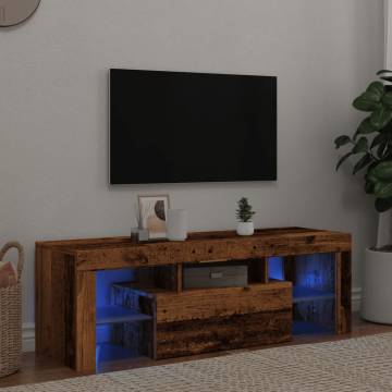  TV Cabinet with LED Lights Old Wood 120x36.5x40 cm Engineered Wood