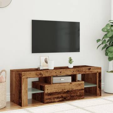  TV Cabinet with LED Lights Old Wood 120x36.5x40 cm Engineered Wood