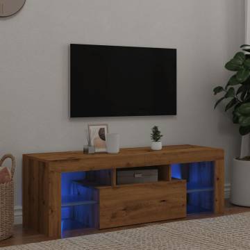  TV Cabinet with LED Lights Artisan Oak 120x36.5x40 cm Engineered Wood