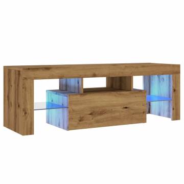  TV Cabinet with LED Lights Artisan Oak 120x36.5x40 cm Engineered Wood