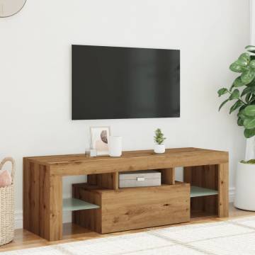  TV Cabinet with LED Lights Artisan Oak 120x36.5x40 cm Engineered Wood