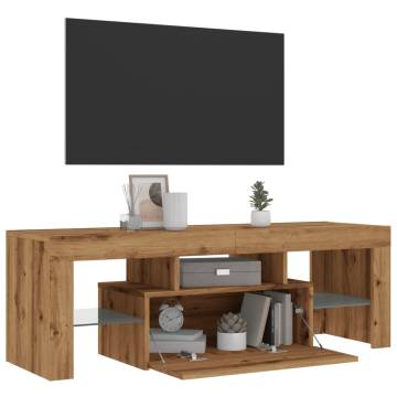  TV Cabinet with LED Lights Artisan Oak 120x36.5x40 cm Engineered Wood