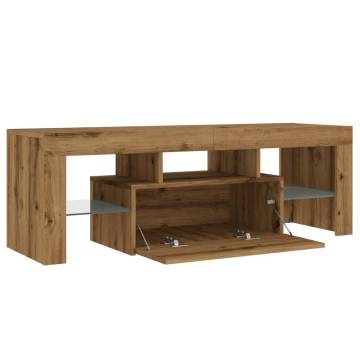  TV Cabinet with LED Lights Artisan Oak 120x36.5x40 cm Engineered Wood