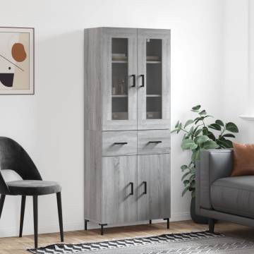  Highboard Grey Sonoma 69.5x34x180 cm Engineered Wood