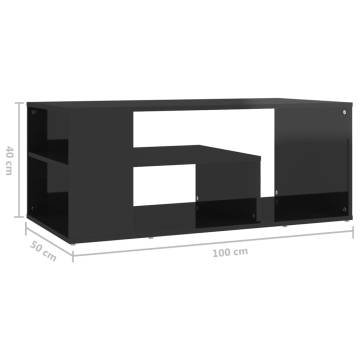  Coffee Table High Gloss Black 100x50x40 cm Engineered Wood