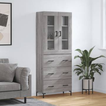  Highboard Grey Sonoma 69.5x34x180 cm Engineered Wood