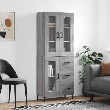  Highboard Grey Sonoma 69.5x34x180 cm Engineered Wood