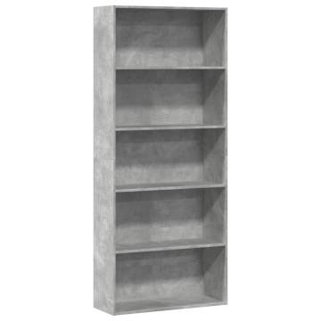  Book Cabinet Concrete Grey 80x30x189 cm Engineered Wood