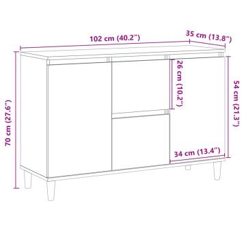  Sideboard Old Wood 102x35x70 cm Engineered Wood