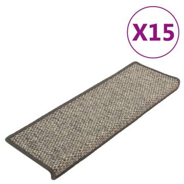  Stair Mats Self-adhesive 15 pcs 65x21x4 cm Grey and Beige