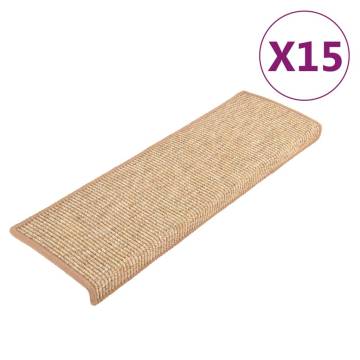  Stair Mats Self-adhesive 15 pcs Light Brown 65x21x4 cm