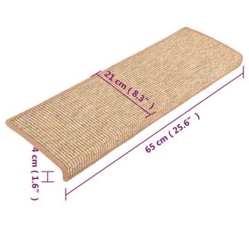  Stair Mats Self-adhesive 15 pcs Light Brown 65x21x4 cm