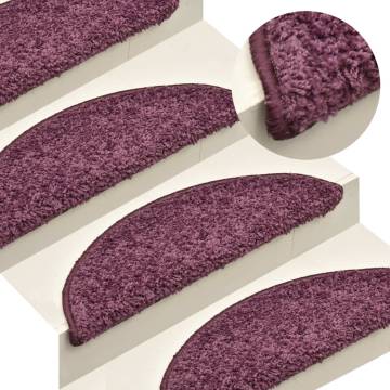  Carpet Stair Treads 15 pcs Dark Purple 56x17x3 cm