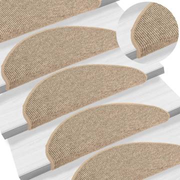  Stair Mats Self-adhesive 15 pcs Dark Beige 65x21x4 cm