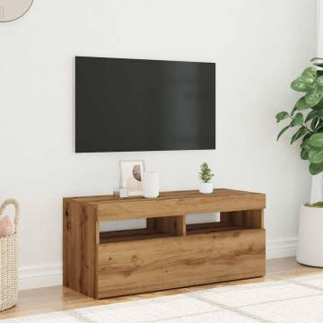  TV Cabinet with LED Lights Artisan Oak 90x35x40 cm Engineered Wood