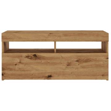  TV Cabinet with LED Lights Artisan Oak 90x35x40 cm Engineered Wood