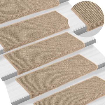  Stair Mats Self-adhesive 15 pcs Dark Beige 65x21x4 cm