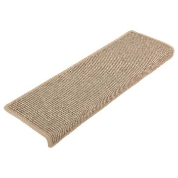  Stair Mats Self-adhesive 15 pcs Dark Beige 65x21x4 cm