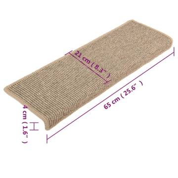  Stair Mats Self-adhesive 15 pcs Dark Beige 65x21x4 cm