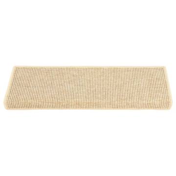  Stair Mats Self-adhesive Sisal-Look 15 pcs 65x21x4 cm Light Beige