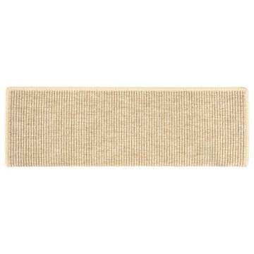  Stair Mats Self-adhesive Sisal-Look 15 pcs 65x21x4 cm Light Beige