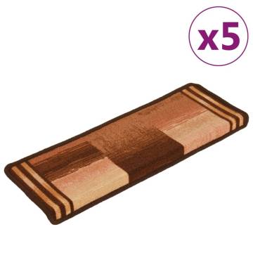  Stair Mats Self-adhesive 5 pcs 65x21x4 cm Brown