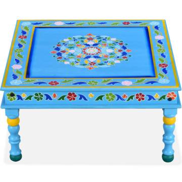  Coffee Table Solid Mango Wood Turquoise Hand Painted