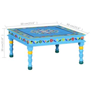  Coffee Table Solid Mango Wood Turquoise Hand Painted