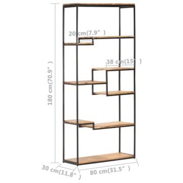  Bookcase 80x30x180 cm Solid Acacia Wood