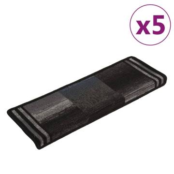  Stair Mats Self-adhesive 5 pcs 65x21x4 cm Black and Grey