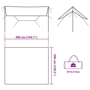  Camping Tarp Brown 366x306 cm Waterproof