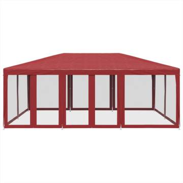  Party Tent with 10 Mesh Sidewalls Red 6x4 m HDPE