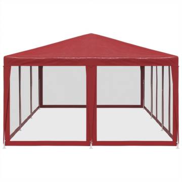  Party Tent with 10 Mesh Sidewalls Red 6x4 m HDPE