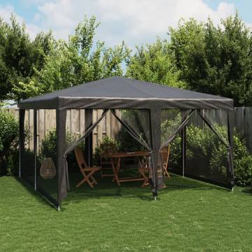  Party Tent with 8 Mesh Sidewalls Anthracite 4x4 m HDPE