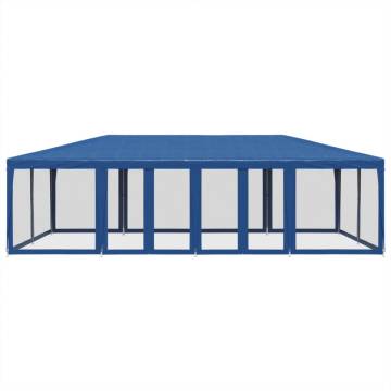  Party Tent with 12 Mesh Sidewalls Blue 8x4 m HDPE