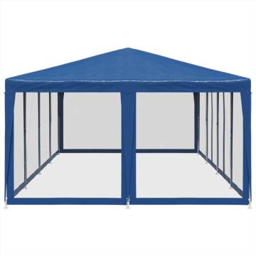  Party Tent with 12 Mesh Sidewalls Blue 8x4 m HDPE